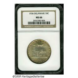 1936 50C Delaware MS66 NGC. Bright, almost semi-p