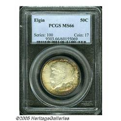 1936 50C Elgin MS66 PCGS. Lovely rose-red and gol