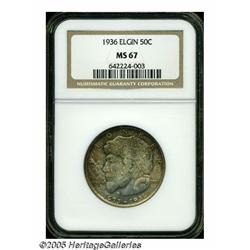 1936 50C Elgin MS67 NGC. Splendid gold and russet