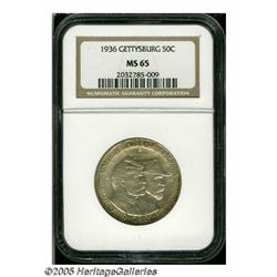 1936 50C Gettysburg MS65 NGC. Lightly toned with 