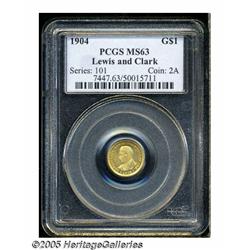 1904 G$1 Lewis and Clark MS63 PCGS. Slightly weak