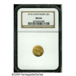 1915-S G$1 Panama-Pacific Gold Dollar MS64 NGC. B