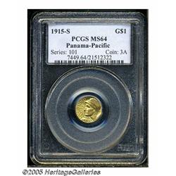 1915-S G$1 Panama-Pacific Gold Dollar MS64 PCGS. 
