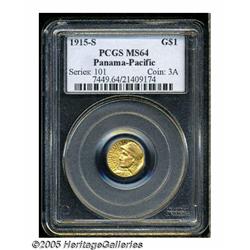 1915-S G$1 Panama-Pacific Gold Dollar MS64 PCGS. 