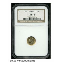 1917 G$1 McKinley MS62 NGC. Bright, semi-reflecti
