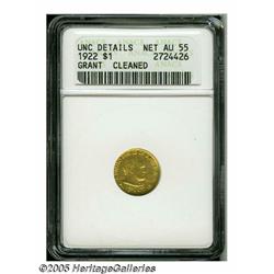 1922 G$1 Grant no Star--Cleaned--ANACS. Unc Detai