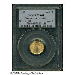 1926 $2 1/2 Sesquicentennial MS64 PCGS. Peach-gol