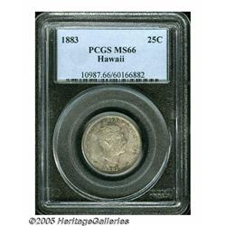 1883 25C Hawaii Quarter MS66 PCGS. The Hawaiian s