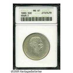 1883 50C Hawaii Half Dollar MS61 ANACS. From a sc
