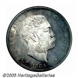 1883 S$1 Hawaii Dollar MS61 NGC. A mildly reflect