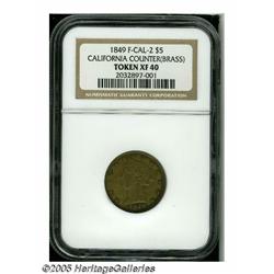 1849 Game Counter XF40 NGC. F-CAL-2 $5. Struck in