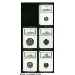 1942 Five Piece Proof Set PR64 to PR66 NGC. The s