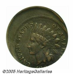 Undated 1C Indian Cent--Struck 20% Off Center--VF