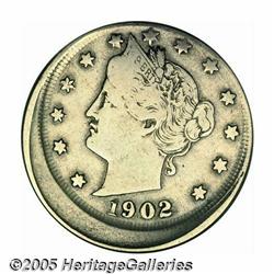 1902 5C Liberty Nickel--Struck 7% Off Center--Fin