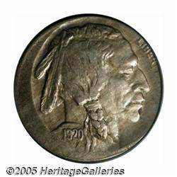 1920 5C Buffalo Nickel--Struck 10% Off Center--AU