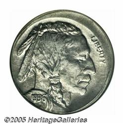 1936 5C Buffalo Nickel--Broadstruck--MS62 NGC. Th