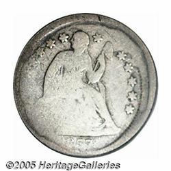 1857 10C Seated Dime--Struck 5% Off Center--Good 