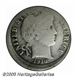 1910 10C Barber Dime--Uncentered Broadstruck--Goo