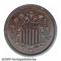 1866 5C Shield Five Cents, Judd-502, Pollock-588,