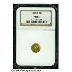 1850-O G$1 AU55 NGC. A lightly circulated but par