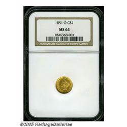 1851-O G$1 MS64 NGC. The 1851-O is a common date 