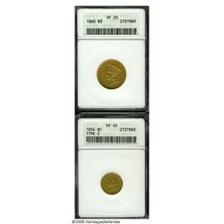 1854 G$1 Type Two XF45 ANACS, honey-gold patina, 