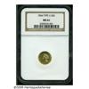 Image 3 : 1854 G$1 Type Two MS61 NGC. Brilliant and lustrou