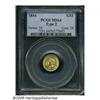 Image 3 : 1854 G$1 Type Two MS64 PCGS. The failure of the d