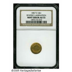 1857-C G$1 AU55 NGC. Variety 10-L. While identifi