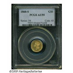 1860-S G$1 AU55 PCGS. A mere 13,000 pieces were s