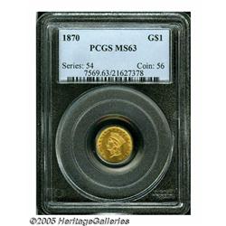 1870 G$1 MS63 PCGS. A lesser seen date from a min