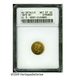 1873 G$1 Closed 3--Bent, Cleaned--ANACS. AU Detai