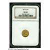 1874 G$1 MS65 NGC. Pleasing peach and green-gold 
