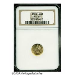 1883 G$1 MS65 NGC. Just 10,800 business strike go