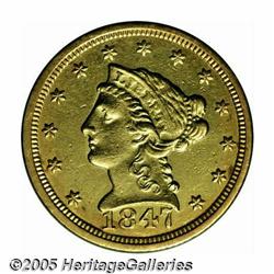 1847-C $2 1/2 AU55 Cleaned Uncertified. Variety 8