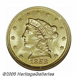 1853 $2 1/2 MS65 NGC. Frosty and attractive, with