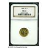1854 $2 1/2 MS63 NGC. Readily available in lower 