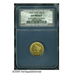 1859 $2 1/2 Old Reverse, Type One AU Details, Imp