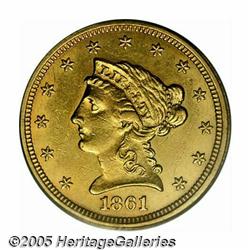 1861-S $2 1/2 AU58 PCGS. Although official record