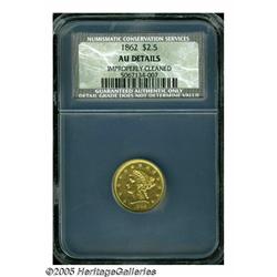 1862 $2 1/2 AU Details, Improperly Cleaned, NCS. 