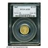 1867 $2 1/2 AU55 PCGS. Scarce in all grades, but 