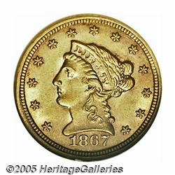 1867-S $2 1/2 MS61 NGC. Bright, richly colored su