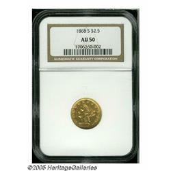 1868-S $2 1/2 AU50 NGC. Much of the original lust