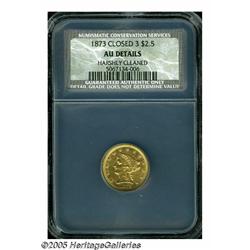1873 $2 1/2 Closed 3 AU Details, Harshly Cleaned,