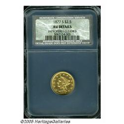 1877-S $2 1/2 AU Details, Improperly Cleaned, NCS