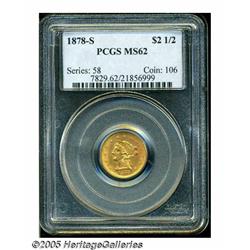 1878-S $2 1/2 MS62 PCGS. The surfaces display a c