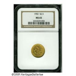 1902 $2 1/2 MS65 NGC. Sharply struck and fully lu