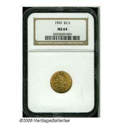 1903 $2 1/2 MS64 NGC. Brilliant and sharply struc