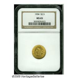 1904 $2 1/2 MS65 NGC. Brilliant and frosty with b