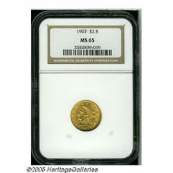 1907 $2 1/2 MS65 NGC. Highly lustrous, fully bril